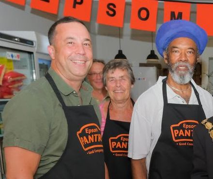 Harris with Lees at the opening of Epsom Pantry