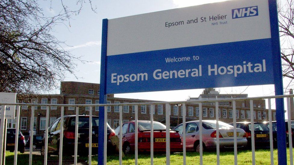 Epsom General Hospital frontage with sign