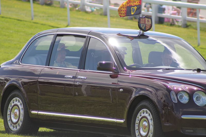 The Queen in car at Epsom Downs Derby meet 2015