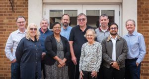 Epsom and Ewell CAB trustees:Andrew Heffernan, George Bell, Ian Davison, Shaun Jones, Patrick O’Driscoll. Front row left to right: Fiona Taylor, Lisa Davis, Yvette Ball, Hardik Trivedi and Peter Edwards.