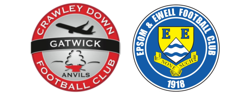 Crawley Down and Gatwick FC and Epsom and Ewell FC logos