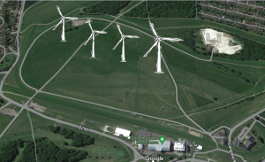 Epsom Downs with wind turbines