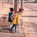 Children and bus stop
