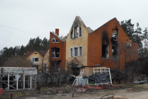 Deestroyed house in Moschun Ukraine