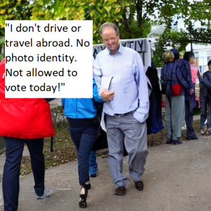 Voter leaves polling station.