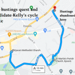 Map showing Kelly's cycle route