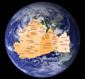 Surrey County with Earth in background