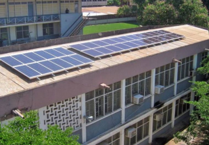 Solar panels on a school