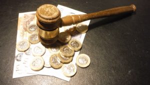 Court hammer and cash