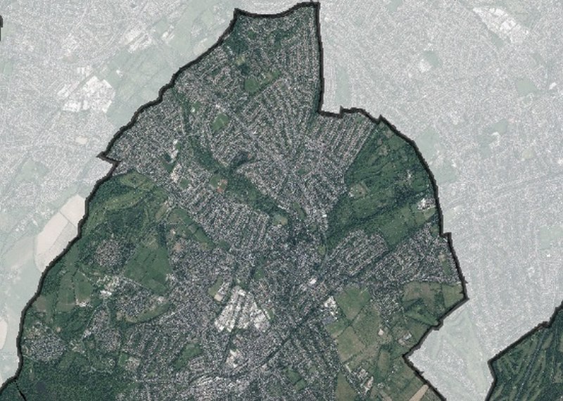 Part of Epsom and Ewell aerial view