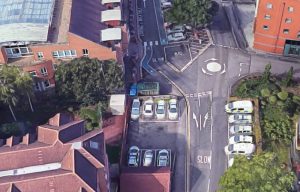 Police cars parked in Town Hall car park Epsom.