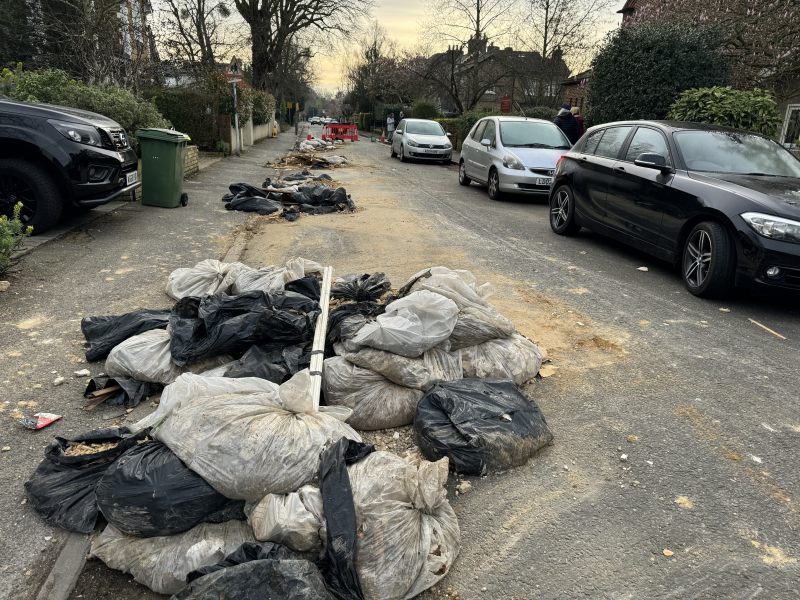 Fly tip in Surrey outside primary school