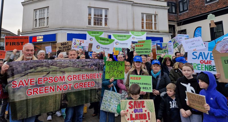 Green Belt protestors in Epsom