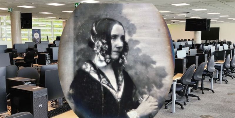 Ada Lovelace and a Surrey University computer science lab