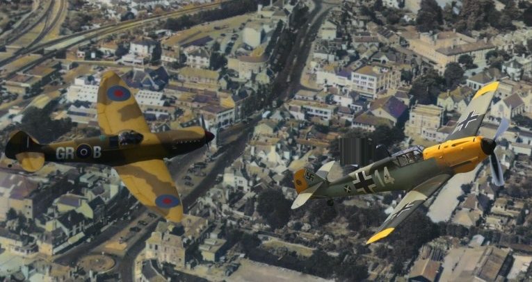 Spitfire downed Messerschmitt over Epsom
