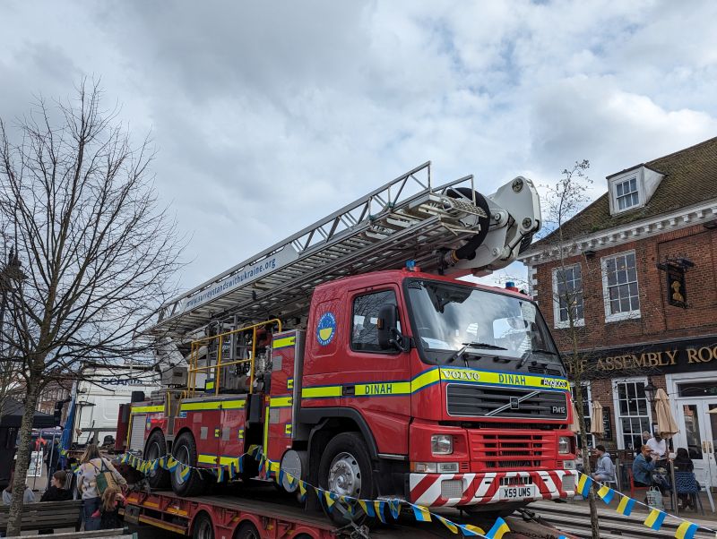 Fire engine in Epsom's market square