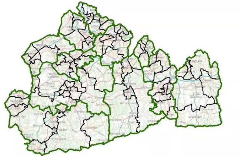 Proposed Surrey County boundaries (Credit contains Ordnance Survey data Crown copyright and database rights 2024)
