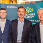 Cllr Matt Furniss, Rt Hon Jeremy Hunt MP and Cllr Tim Oliver at the launch of Business Surrey