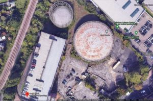 Hook Road Car Park and gasworks