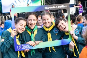 Several young scouts. Boys and girls.