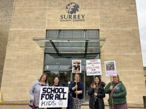 Parents protesting Surrey County Council\'s special needs provision. (Credit: Emily Dalton/LDRS)