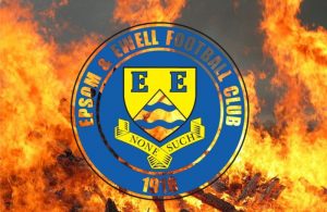 Epsom and Ewell FC logo rising from a fire