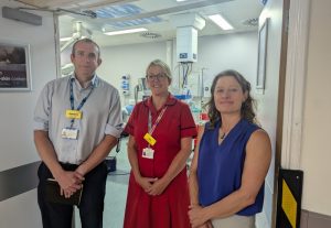 Epsom & Ewell MP Helen Maguire at this week visit to the Maternity Unit at Epsom Hospital. Left to right; James Blythe CEO; Liz Cullen, Head of Midwifery; Helen Maguire MP