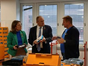 Sir Ed Davey MP and Helen Maguire MP and Roy Deadman of SSWU in Epsom