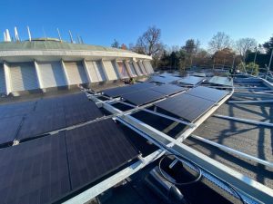 Solar panels on Bourne Hall roof