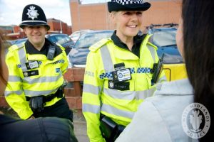 West Midlands police with body worn video cameras