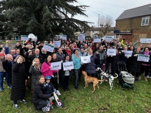 Campaigners outside Long Ditton Infant school. (Credit: Emma Pericas Sims)