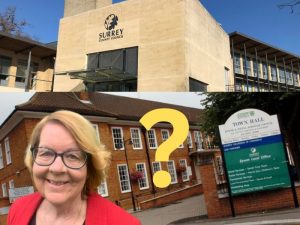 Cllr Chinn with Epsom Town Hall in background