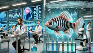 Cartoo zebra fish in laboratory