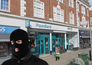 Balaclava wearing youth in Epsom High St