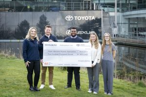 From L to R: Charlotte Taylor, Senior Corporate Partnerships Executive, MND Association, Pete Collins, Senior Corporate Partnerships Development Executive, MND Association, Kish Laungani, Specialist Sustainability Programmes, Toyota GB, Isla Thomson, Assistant, CSR, Sustainability and ESG, Toyota GB and Rosemary Parkin, Assistant Press and PR, Toyota GB