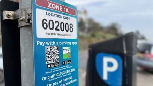 QR code at a public car park.