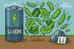 Cartoon microbes recycling lithium battery