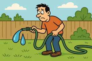 Last drips out of hose in garden