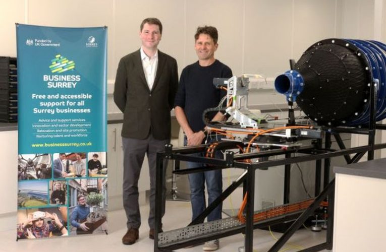 Matt Furniss, Exec Member for Growth, with Barney Garrood of Aerosensor