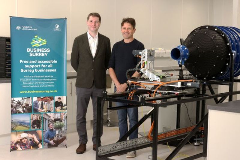 Matt Furniss, Exec Member for Growth, with Barney Garrood of Aerosensor