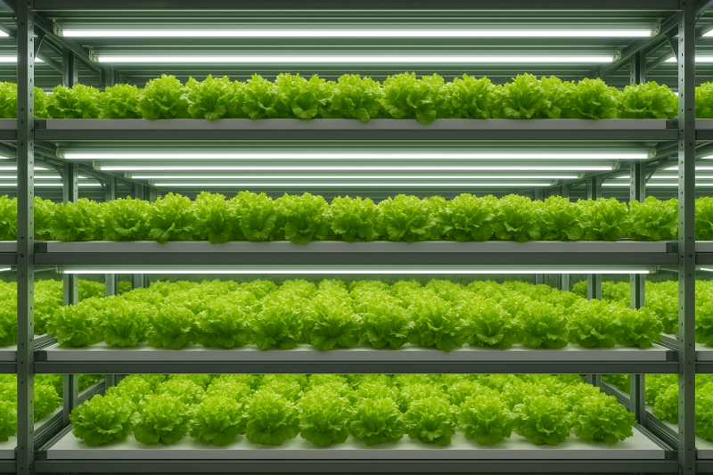 Vertically farmed lettuces