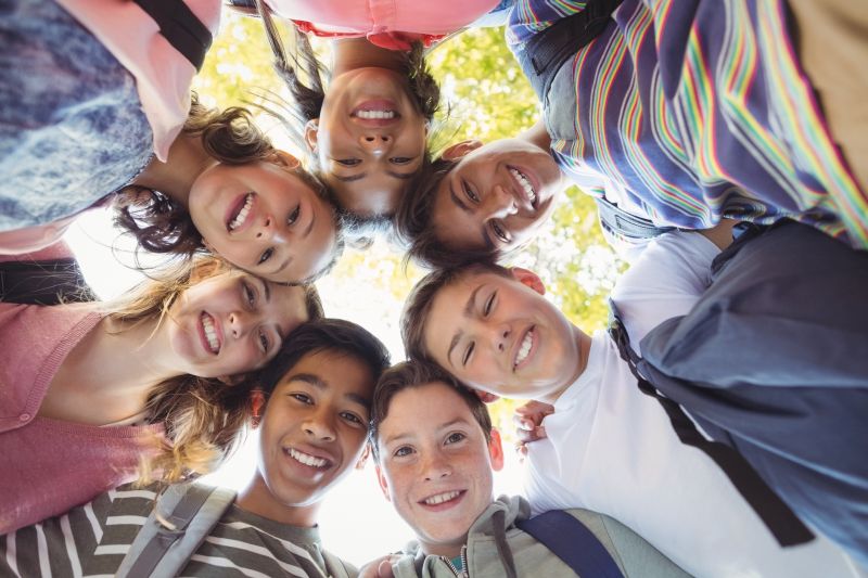 Young faces in a circle