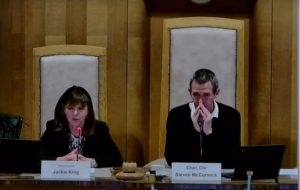 Jackie King CEO EEBc and Cllr S McCormick at Audit and Scrutiny Committee