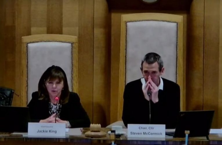 Jackie King CEO EEBc and Cllr S McCormick at Audit and Scrutiny Committee
