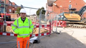 Lloyd Allen, Infrastructure Team Manager for Surrey County Council, on Godstone high street. (Credit: Surrey County Council).