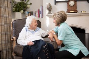 Visiting carer with client