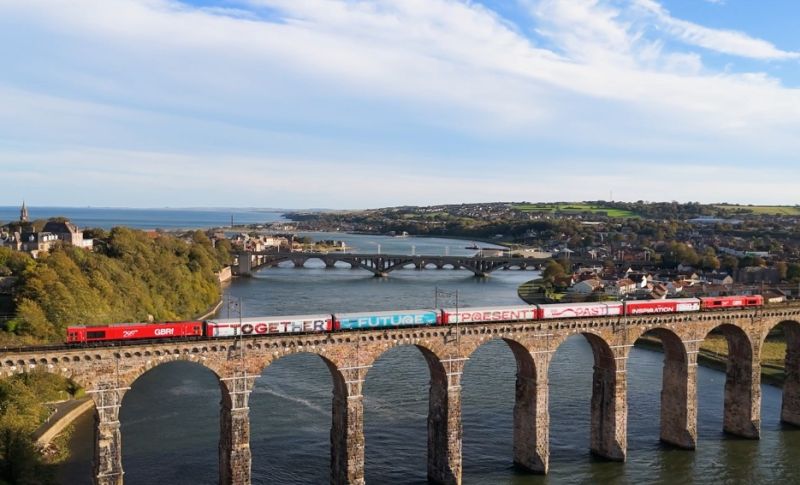 The Inspiration train on a Berwick viaduct