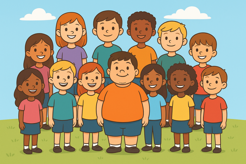 12 healthy 10 year olds and one obese