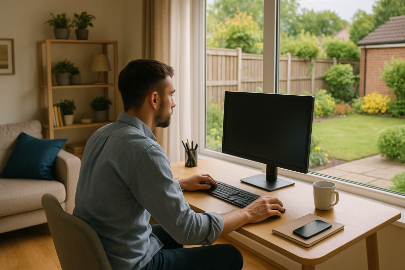 Remote worker at home desk