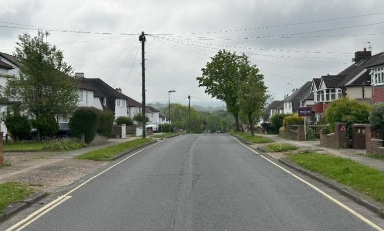 View from Newbury Gardens down to Stoneleigh Park Road. (Credit: Epsom and Ewell Borough Council documents)